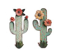 flangairy 2pcs Metal Cactus Wall Decor, Western Desert Bathroom Decor
