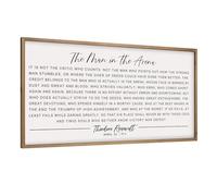 flangairy 32.3 Inchs The Man In The Arena Wall Art for Office, Inspirational Men Wall Decor Farmhouse Motivational Quotes Bedroom Framed Wall Sign