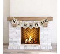 Flangairy Black Ramadan Garland Wooden Sign Decor for Home, Farmhouse, Dining Room, Bathroom, Bedroom, Kitchen, Windows, Wall, Shelf, Tray, Dorm Room, Restroom, Office, Fireplace, Hallway