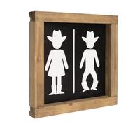 flangairy Western Bathroom Decor Southwestern Cowboy Wall Art Wooden Restroom Signs Country Shelf Table Rustic Home Black Decoration, XBBZHD-5