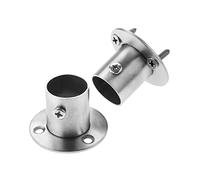 Flange 2Pcs Closet Wardrobe Hanging Rail Rod Socket End Supports Bracket Flanges Holder Stainless Steel Tube Pipe Hanger 19/22/25/32mm Floor(22mm)