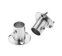 Flange 2Pcs Closet Wardrobe Hanging Rail Rod Socket End Supports Bracket Flanges Holder Stainless Steel Tube Pipe Hanger 19/22/25/32mm Floor(19mm)