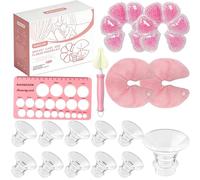 Flange Inserts 13/15/17/19/21mm for 24mm Flange/Shield of Most Breast Pump, 3-in-1 Hot and Cold Breast Gel Pads & Nipple Rulers Flange Sizing Kit, BPA Free, Breastfeeding Kit for New Moms