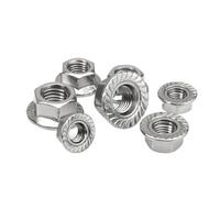Flange nuts, Hexagon Flange Nut UNC 1/4"-20 5/16"-18 3/8"-16 1/2"-13 A2 304 Stainless Steel Serrated Spinlock Locking(1I4-20,5Pcs)