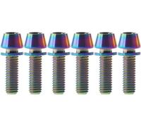 Flanged Button Head Screw Allen Bolt M5 Titanium Hex Socket Button Head Cap Screws Pack of 6 with Washer, Multicolor, 16-20mm(Rainbow,M5 18mm)