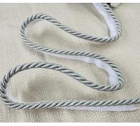 Flanged Piping Cord Twisted Rope Trim Home Decor - Pillow Cushion Curtains Edge Trimming Upholstery - 7mm Wide - Any Length - Silver Grey - Sold by 20 Metre Reel