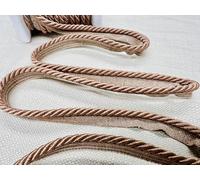 Flanged Piping Cord Twisted Rope Trim Home Decor - Pillow Cushion Curtains Edge Trimming Upholstery - 7mm Wide - Any Length - Light Beige - Sold by The Metre