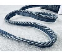 Flanged Piping Cord Twisted Rope Trim Home Decor - Pillow Cushion Curtains Edge Trimming Upholstery - 7mm Wide - Any Length - Grey - Sold by The Metre