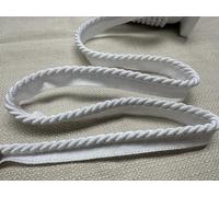 Flanged Piping Cord Twisted Rope Trim Home Decor - Pillow Cushion Curtains Edge Trimming Upholstery - 7mm Wide - Any Length - White - Sold by The Metre