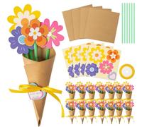 Flankor 12 Pack Mothers Day Crafts for Children, Flower Bouquet Craft Kit, Make Your Own Bunch of Flowers Teacher Appreciation W IY Thankful Gift Set