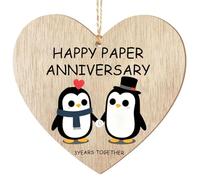 Flankor 3rd Wedding Anniversary Plaque Gift for Couple Wife Husband 3 Years Together Happy Paper Anniversary Wooden Heart Sign for Him Her Keepsake Gifts (3rd Wedding Anniversary, C)