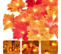 Flankor Autumn Maple Leaf Lights - 3M 20 Autumn Decorations String Lights, Fall Leaves Garland for Thanksgiving Harvest Halloween Decorations