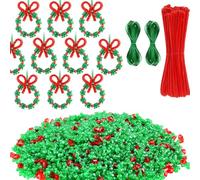 Flankor Christmas Beads Kit - 24Pcs Christmas Crafts for Kids Adults Families, Beaded Ornament Kit to Make Wreath,Xmax Tree,Candy Cane, Xmax Party Supplies
