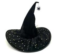 Flankor Halloween Witch Hat Wizard Hats Magic Wizard Costume Hat Floppy Brim Hat with Spiders Cosplay Party Accessories