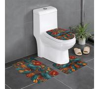 Flannel Anti-Slip Floor mat Three-Piece Set 24x16in HJFCZH Beautiful Phoenix Prints Thick and Absorbent for Bathroom and Toilet