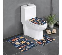 Flannel Anti-Slip Floor mat Three-Piece Set 24x16in HJFCZH Bottle Lighthouse Prints Thick and Absorbent for Bathroom and Toilet
