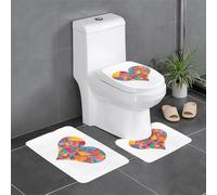 Flannel Anti-Slip Floor mat Three-Piece Set 24x16in WHJSSF Colorful Love Fragments Pattern Thick and Absorbent for Bathroom and Toilet