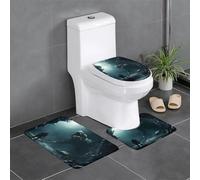 Flannel Anti-Slip Floor mat Three-Piece Set 24x16in WHJSSF Monster Under The Sea Pattern Thick and Absorbent for Bathroom and Toilet