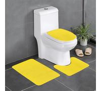 Flannel Anti-Slip Floor mat Three-Piece Set 24x16in WHJSSF Pale Yellow Pattern Thick and Absorbent for Bathroom and Toilet