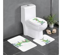 Flannel Anti-Slip Floor mat Three-Piece Set 24x16in WHJSSF Scooter Dinosaur Pattern Thick and Absorbent for Bathroom and Toilet