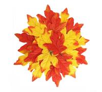 Flannel Autumn Leaf Placemats for Festive Holiday Table Decor Orange | Soft Flannel Fabric, Realistic Autumn Design, Protection, 30-37cm Sizes, for ideal For Thanksgiving Dinner Parties