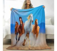 Flannel Baby Size Blanket for Boys Girls Kids 39 × 52 inch, Soft Warm and Fluffy Sofa Bed Animal Surrealism Horse Printed Throw Blanket - Sky Blue Blankets for Couch Office
