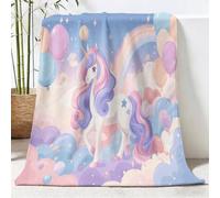 Flannel Blanket 150x200 cm, Soft Comfortable Magical Horse Balloons Clouds Stars Printed Blankets, Fluffy Cozy Fleece Throw Warm Dreamy Cartoon Sofa Blanket for Beds Couch And Travel