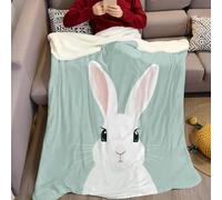 Flannel Blanket 200 x 220 cm Cartoon cute rabbit Fleece Blanket 3D Print Flannel Fluffy Soft Warm Sherpa Throw for Bed Couch Sofa Outdoor Travel Bedroom living Room