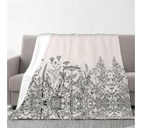 Flannel Blanket 203x178cm, Floral Herbs Botanical Fleece Blankets, Anti-Pilling Wrinkle-Resistant Warm Plush Throw For Couples, Double Blanket For Sofa/Bed, Lightweight Travel Throw For Adults