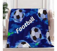 Flannel Blanket 79 × 80 inch, Printed Blanket Throw Texture Sports Football Soft Cozy Fluffy Fuzzy Cream Blankets - King Size Premium Bedding for Bed Chair Couch Home Office