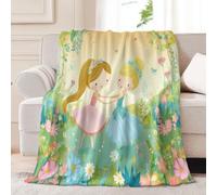Flannel Blanket 80x150 cm, Soft Comfortable Cartoon Cute Floral Girl Printed Blankets, Fluffy Cozy Fleece Throw Warm Multicolour Sofa Blanket for Beds Couch And Travel