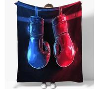 Flannel Blanket Cartoon Boxing Gloves Print, Soft Warm Blanket Bedding Lightweight And Comfortable Perfect Home Decor Blanket 28" x 40" for Bed Sofa Travel Blue Red