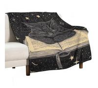 Flannel Blanket Cat Black Lies On Book Breathable Blanket Warm Blankets For Adults Chairs Bed 150x200cm