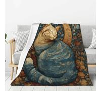 Flannel Blanket Cats In The Moonlight Wild Garden Blanket Anti Pilling Fluffy Throw For Camping Winter Cold 100x125cm