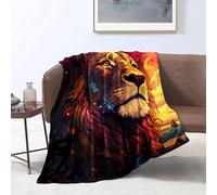 Flannel Blanket ，Colorful and golden lion king Print Blanket，Warm Throw for Bed Sofa Couch ，for All Season。Size: 130x150cm