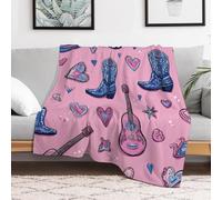Flannel Blanket Cowboy Boots Hearts Guitars Blanket Fluffy Soft Blankets For All Season Couch Travel 150x200cm