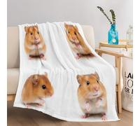 Flannel Blanket Cute Hamster pattern Double Size 150 x 200 cm, Light & Warm Blankets, Super Soft Throw for Sofas Bed, Couch and Chair, Comfort for All Seasons Brown