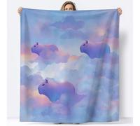 Flannel Blanket Fantasy Pastel Capybara Fleece Blankets 130 x 150 cm Warm Super Soft Blanket, Mauve Soft Anti Pilling Throw Sherpa Blankets, For Adults & Kids