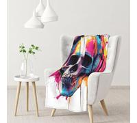 Flannel Blanket,Graffiti Skull Listening to Music,Adult & Kid Fleece Throw Blankets,All Season,Ultra-Soft Fabric,Couch Knee Throws,for Sofa,Camping,Office nap,Bed Topper,40x30 Inch