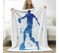 Flannel Blanket Hand-Painted Basketball Player Logo Fleece Blankets 150 x 200 cm Warm Super Soft Blanket, White Soft Anti Pilling Adults & Kids Throw Sherpa Blankets
