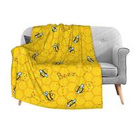 Flannel Blanket Honeycomb Cute Bee Yellow Lightweight Cozy Bed Blanket Soft Throw Blanket fits Couch Sofa Suitable for All Season 60x80 for Women Men
