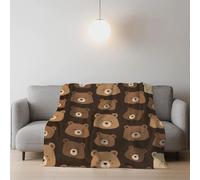 Flannel Blanket-Super Soft Blanket Double/Single Size Use as a Bed Throw Sofa Throw Suitable for Any Season Creative 130 x 150 cm Brown Cute Animals Bear