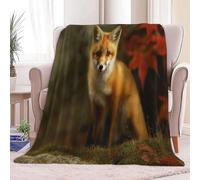 Flannel Blanket Surrealism Animal Little Fox Warm Soft Cosy Flannel Sherpa Blankets, Brown Fleece Throw Plush Blanket Adults Sofa Bed Couch Blankets 180 x 200 cm