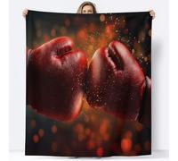 Flannel Blanket Surrealism Boxing Gloves Colliding Fleece Blankets 180 x 220 cm Warm Super Soft Blanket, Red Soft Anti Pilling Throw Sherpa Blankets, For Adults & Kids