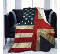 Flannel Blanket Usa American British Flag Fleece Throw Blanke Anti-Pilling Bed Throws Warm Plush Throw Blanket For Couple, Adults, Christmas 150x125cm
