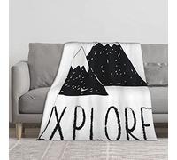 Flannel Blankets for Bed,Explore Lettering with Wild Forest Hand Drawn Simple Mountains Nature Theme,Soft Throw Blanket Luxury Fla 125CM X 100CM