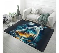 Flannel Carpet Animal Print, Modern Lion Moon Wolf 3d Soft Non-Slip Gaming Rugs for Boy Teen Bedroom, Playroom Decoration, Large Rug for Living Room, Hallway, Study, Small Bathmat, 50x80 cm, Color 5