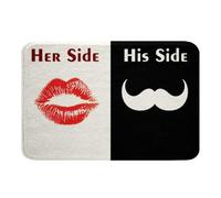 Flannel Carpet His Side Her Side Red Lips Print Door Mat Washable Floor Mat For Bedroom Hallway Front Door 40X60Cm