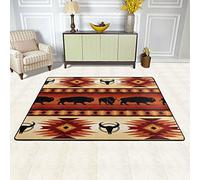 Flannel Carpet Native American Indian Navajo Pattern Area Rug Large Floor Rug Non Slip Washable for Living Room Bedroom 60x90cm