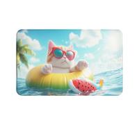 Flannel Carpet Summer Cats That Can'T Swim Create A Cool Atmosphere Easy To Clean Floor Mat Durable Indoor Door Mat For Hallway Kitchen Home 40X60Cm